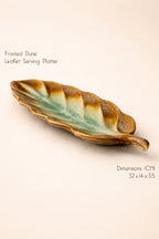 Frosted Dune Leaflet Serving Platter Plus Rectanglular Platter (Set of 2)