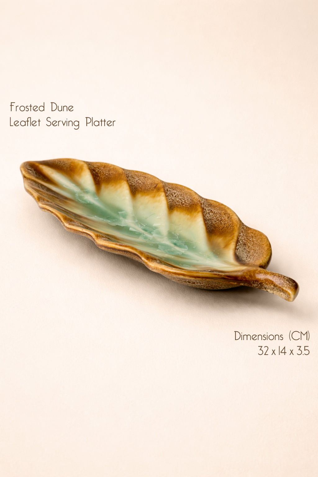 Frosted Dune Leaflet Serving Platter Plus Rectanglular Platter (Set of 2)