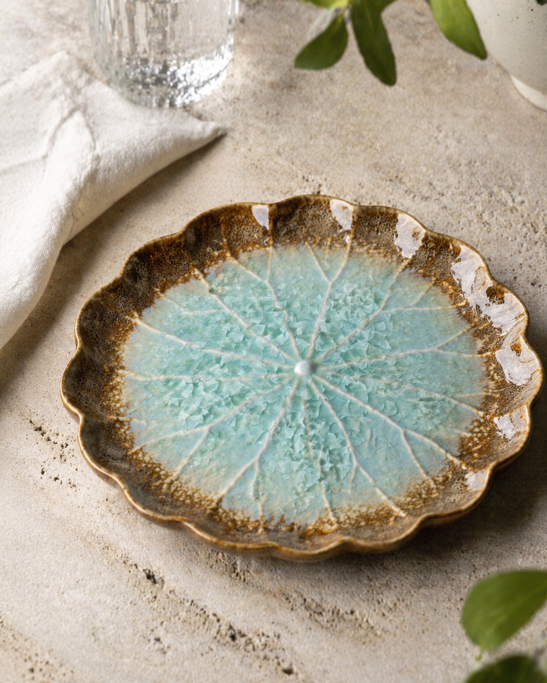 Frosted Dune Large Lotus Leaf Plate (Set of 1)