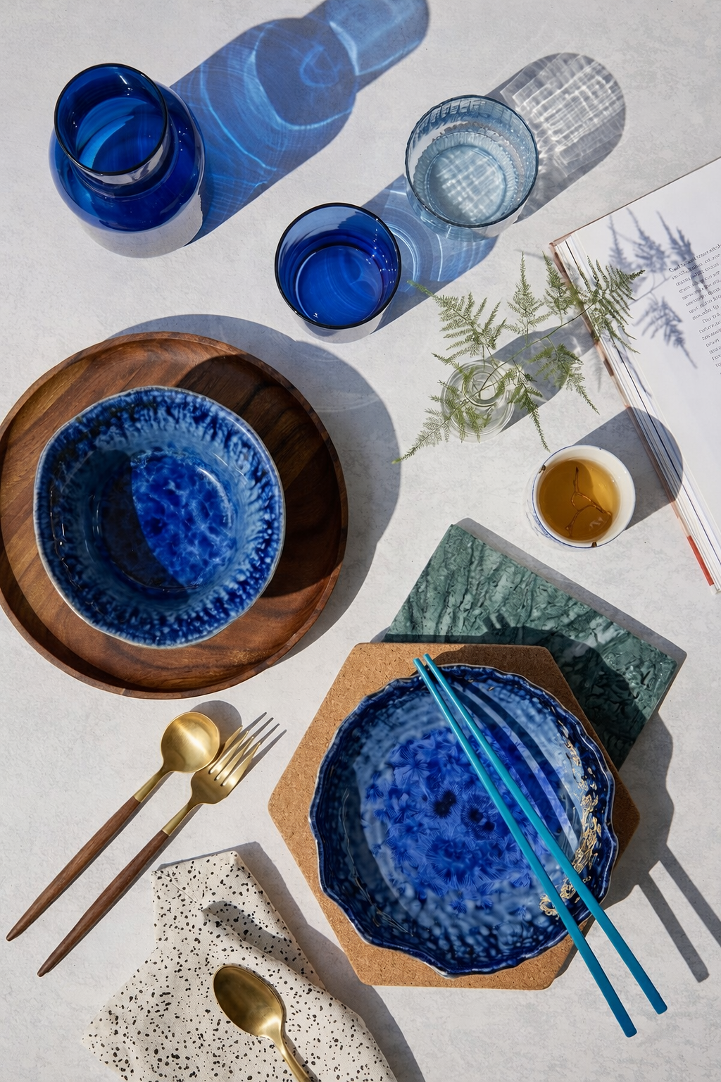 Midnight Tide Serving Bowl + Crest Bowl