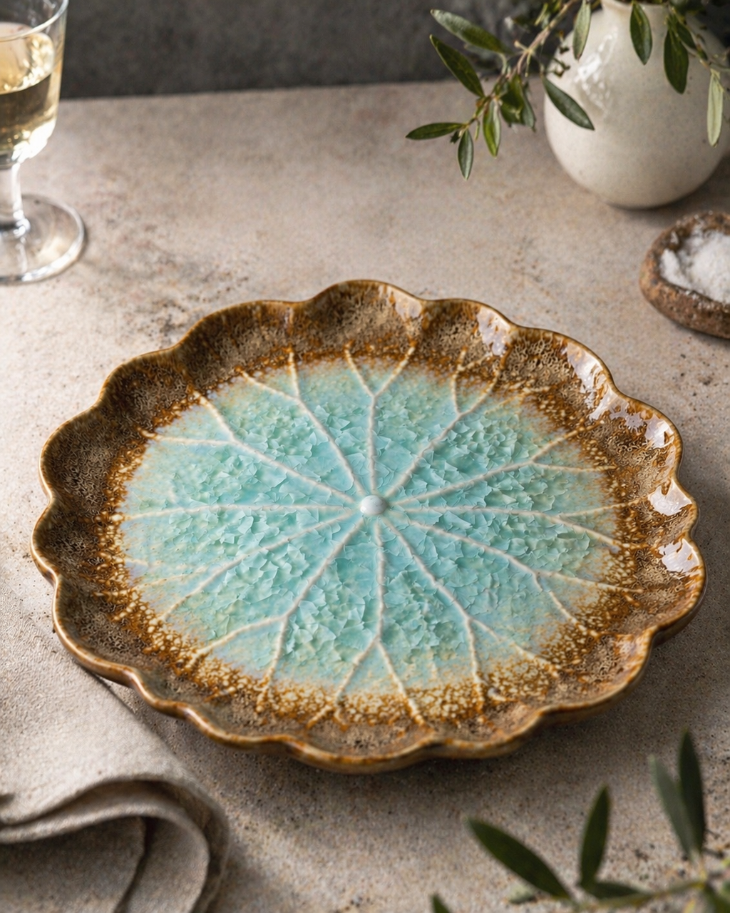 Frosted Dune Large Lotus Leaf Plate (Set of 1)