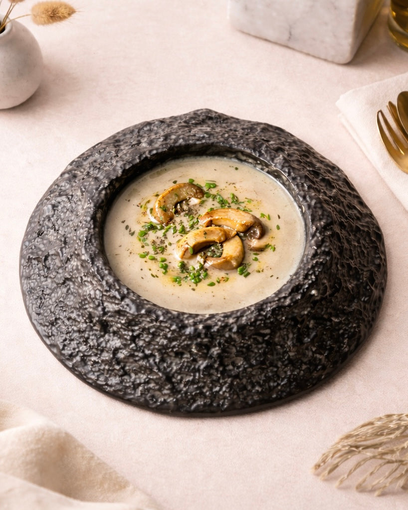 Matte Black Crater Art Plate (Set of 1)