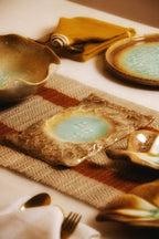 Frosted Dune Leaflet Serving Platter Plus Rectanglular Platter (Set of 2)