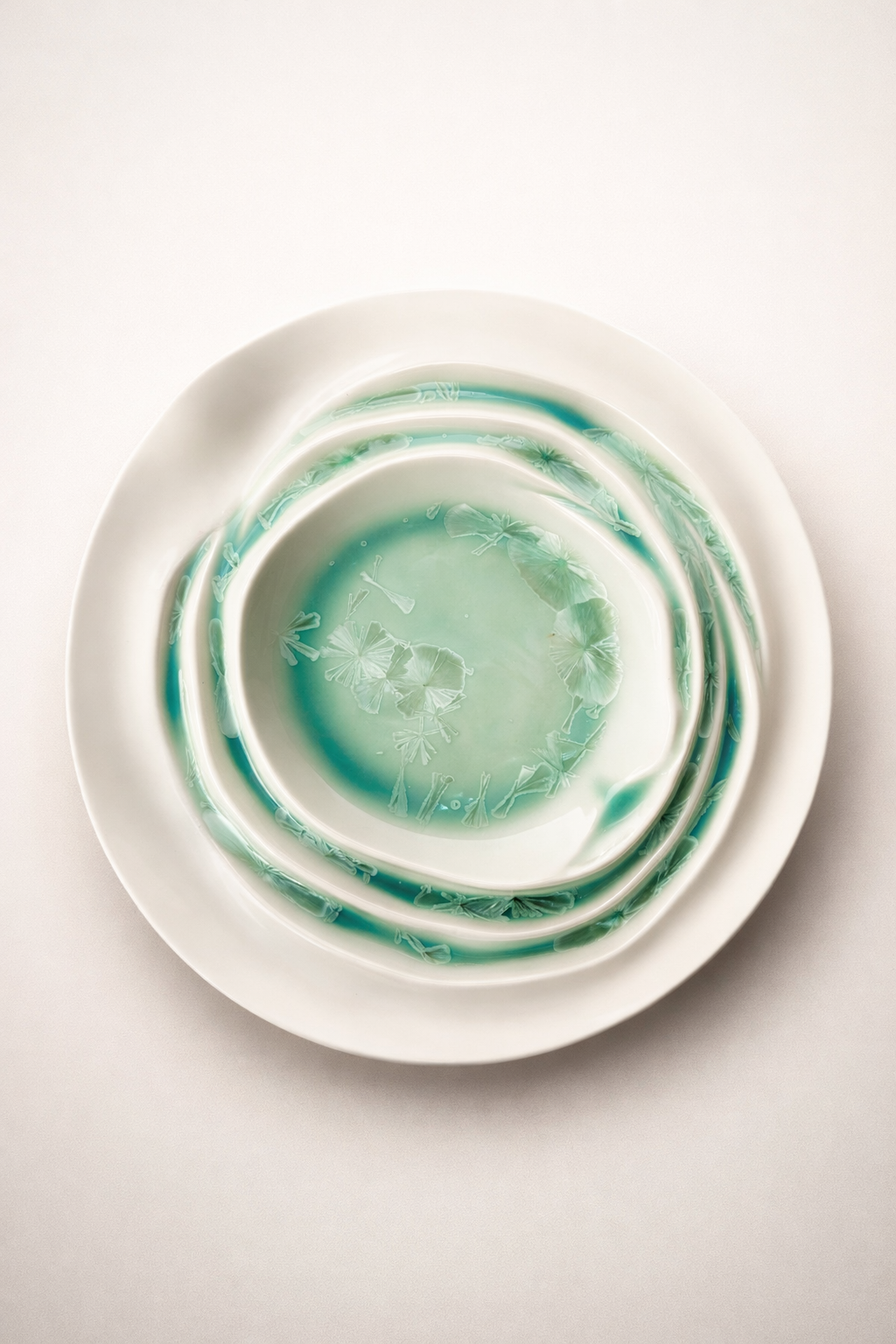 Frosted Veil Ripple Disc Serving Plate (Set of 2)